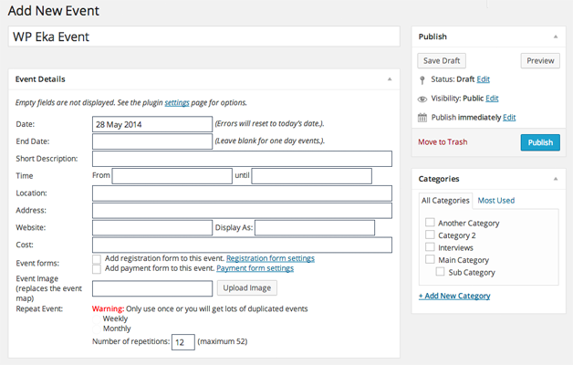 Add Event to Quick WordPress Event Management Plugins