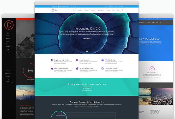 Divi 2 Elegant Themes Example Layouts