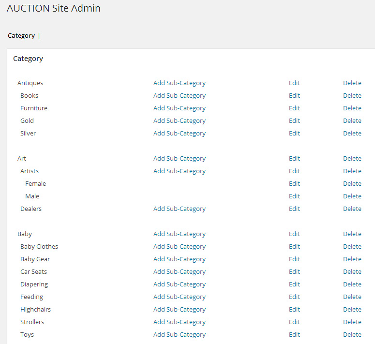 WPAuctionSoftware Categories
