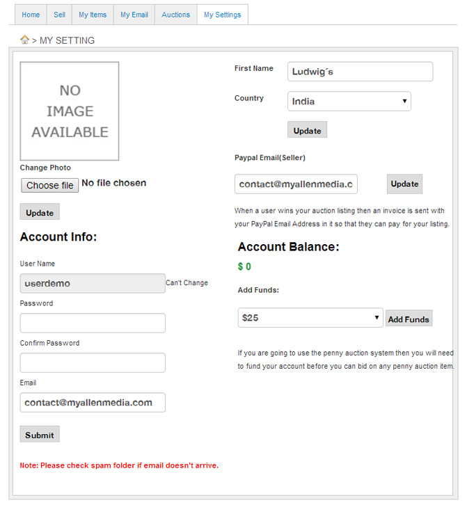 Account Settings Page