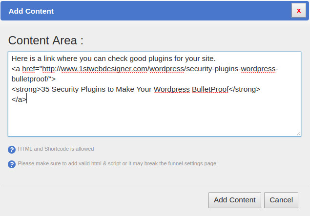 SurveyFunnel Premium Wordpress Plugin add_content