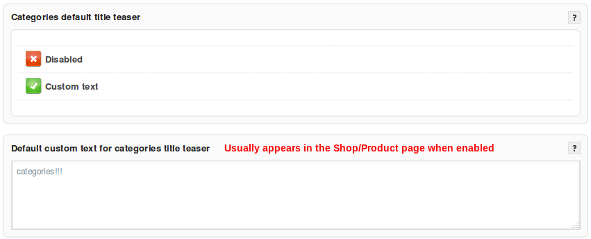 default custom categories title.