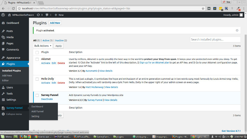 SurveyFunnel Premium Wordpress Plugin surveyfunnel_in_dashboard