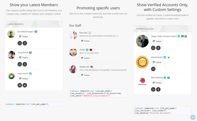 Displaying UserPro Members