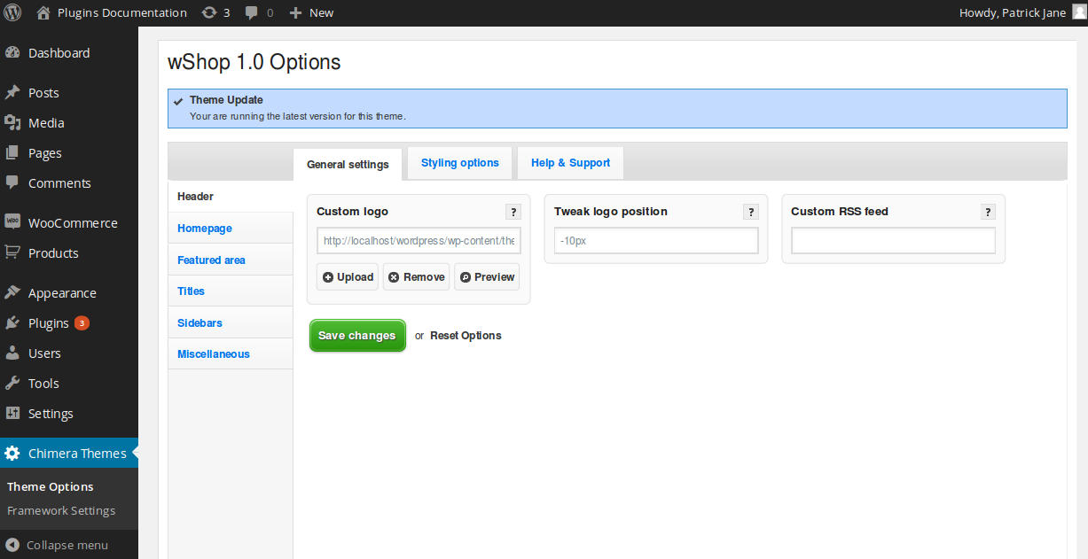 wShop dashboard-woocommerce-wordpress-theme