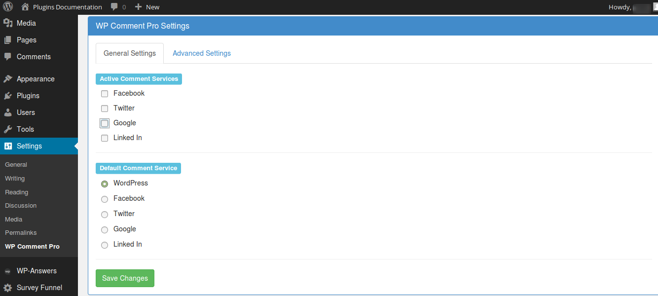 wp comments pro dashboard