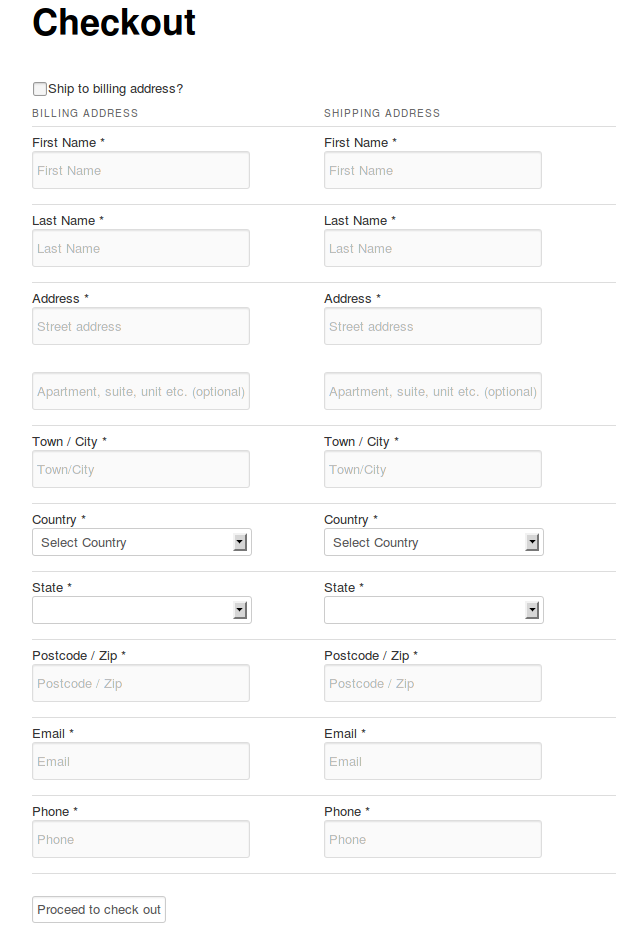 Checkout page - WP Easy Shopping