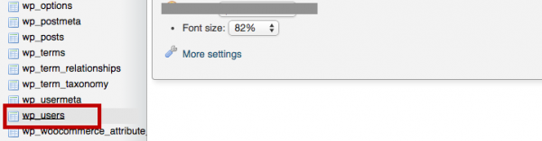 Find the wp_users button in the table