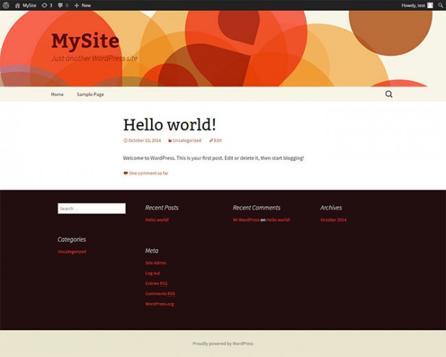 WordPress Theme Header and Footer page
