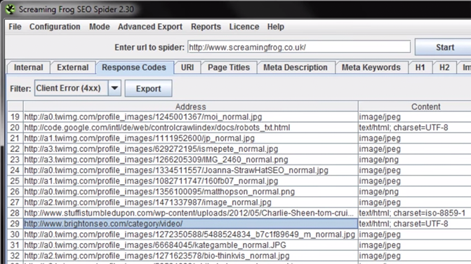 Screaming Frog SEO Spider Tool