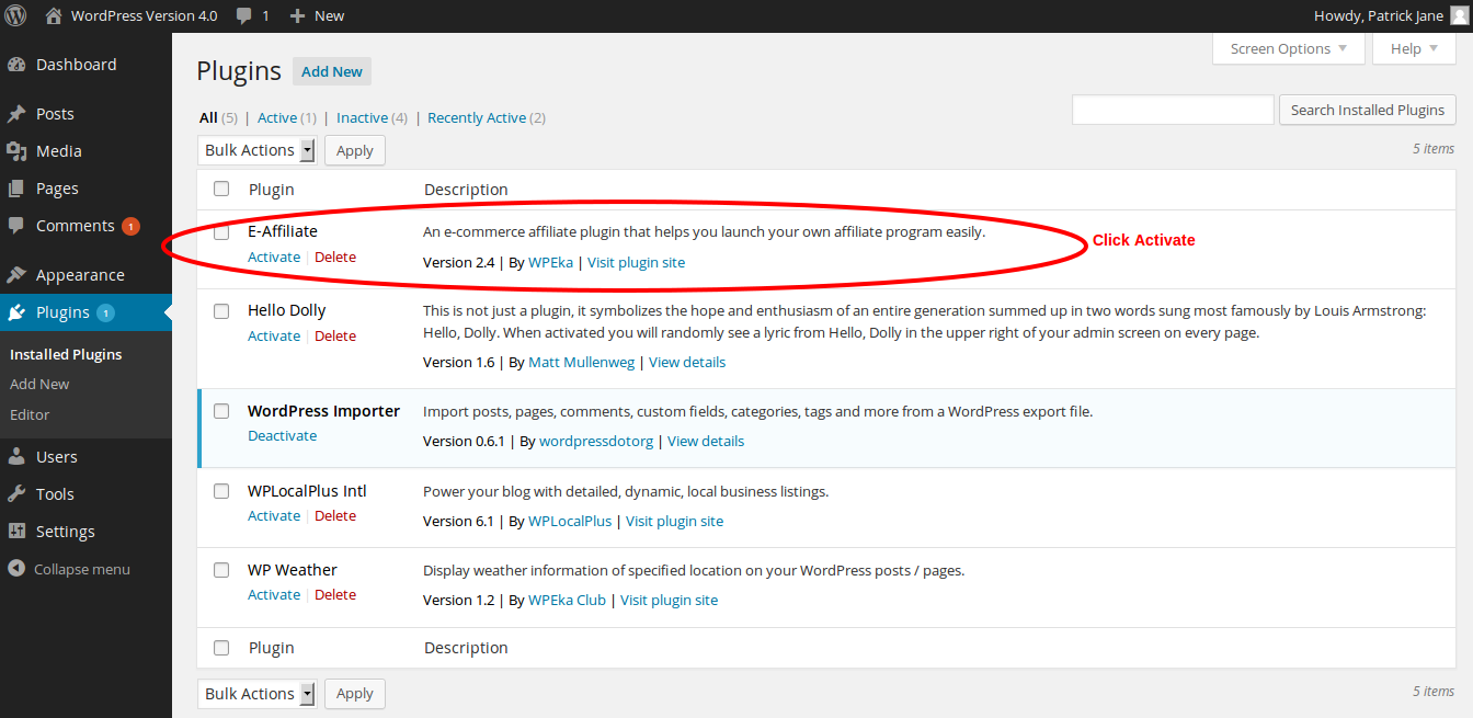 Activate E-Commerce Affiliate