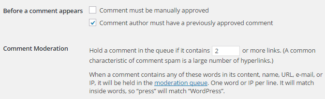 Spam Bots Discussion Settings