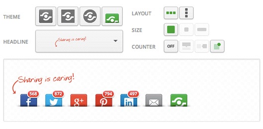 Shareaholic screenshot