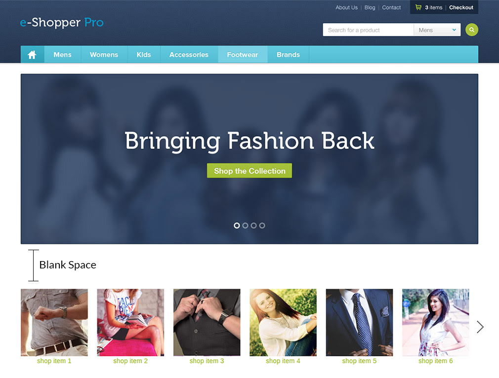 WooCommerce Theme Blank Space