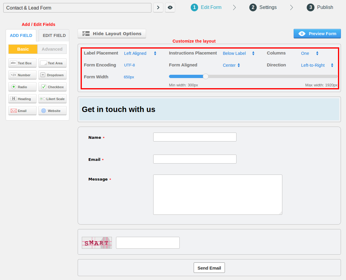 super-powered forms & engaging surveys CaptainForm - New Form - Design