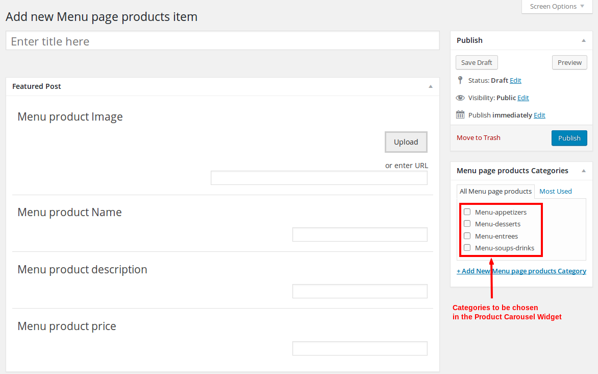 Cordon Bleu responsive wordpress restaurant theme - Menu Page Products