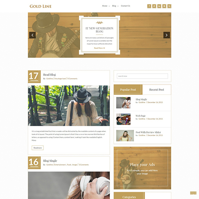 GoldLine Light - A Great Theme - web design tools