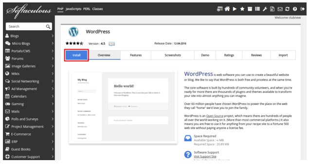 How to Install WordPress using Softaculous