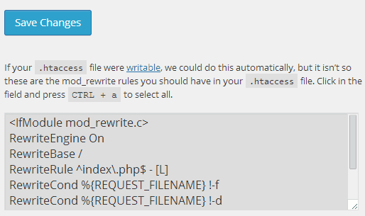 wordpress htaccess not writable