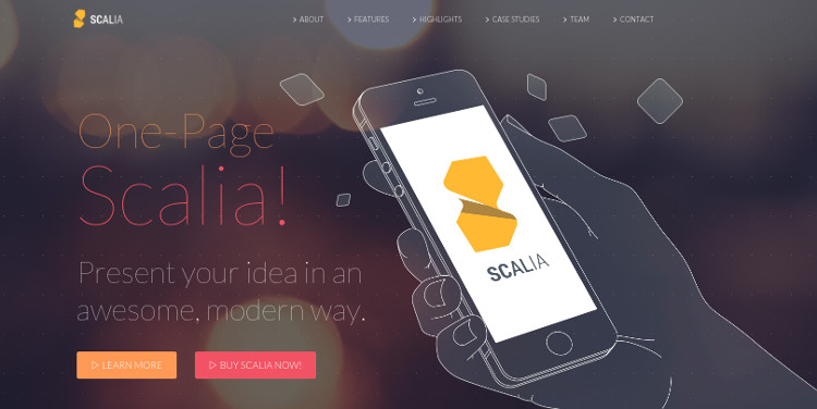 scalia one page wordpress theme