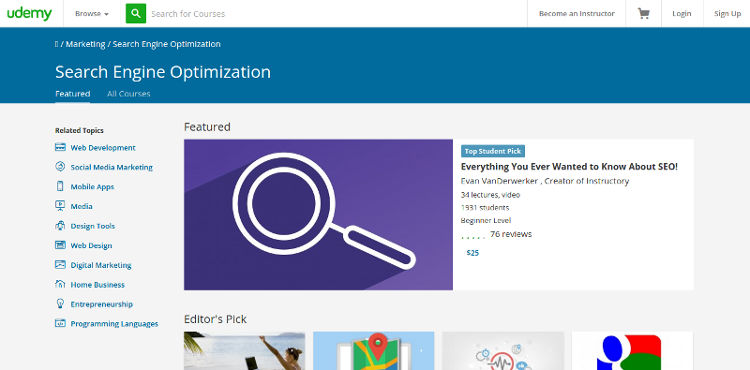 udemy seo courses