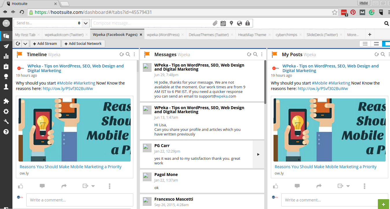 Hootsuite integrates with Dropbox, Googledrive - Hootsuite Dashboard