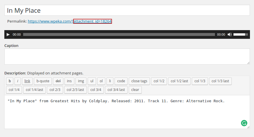 Audio File in WordPress - ID