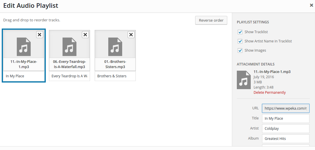 Audio files in WordPress- edit meta