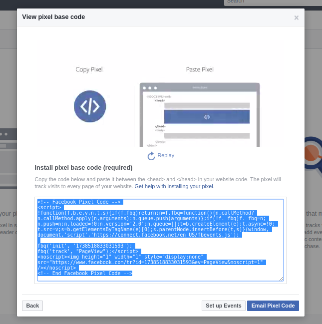 facebook pixel code