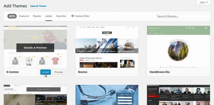 installing theme in wordpress 4.6 - shiny updates
