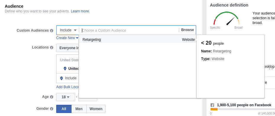 select custom audience