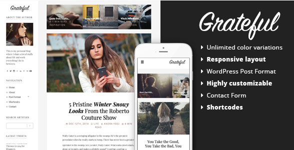 best personal blog wordpress themes - grateful 