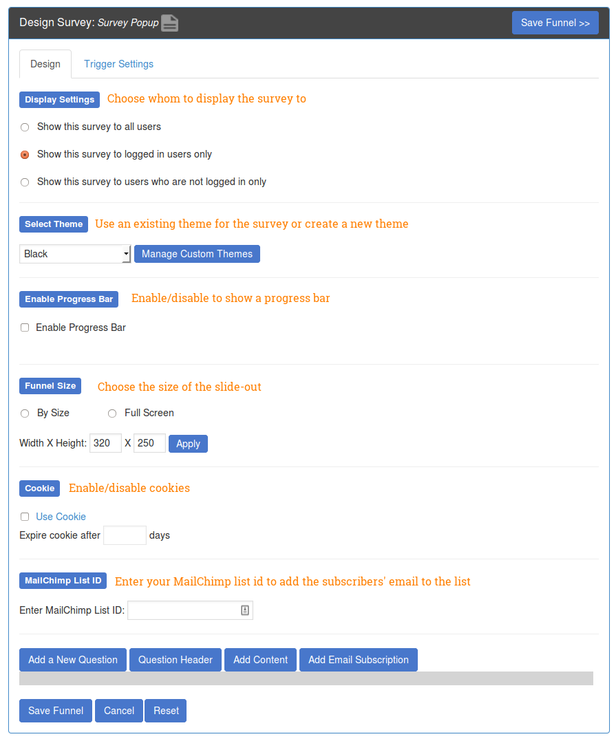 SurveyFunnel - Add Funnel - Design tab.png