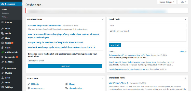 admin dasboard not displaying properly