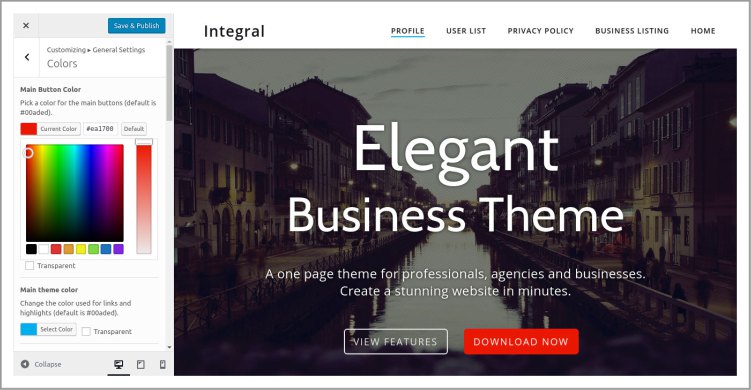 customize theme using wordpress default customizer