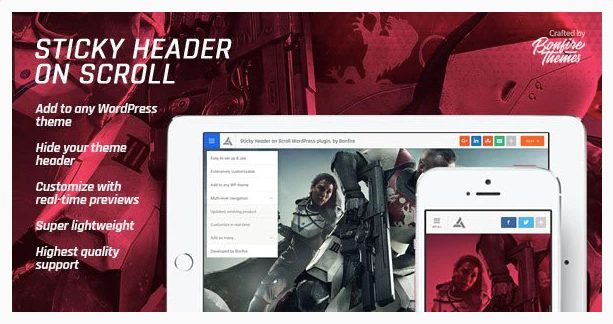 Sticky Header on Scroll Insert header and footer