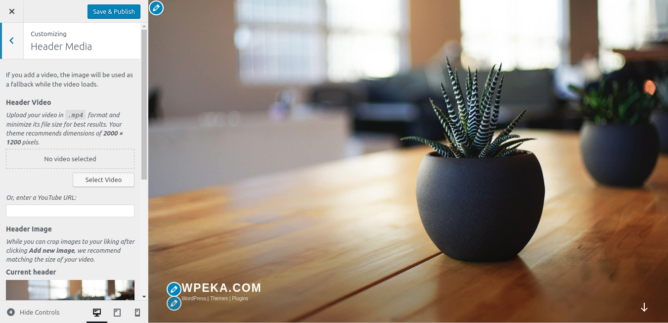 Twenty Seventeen theme | Header video and image