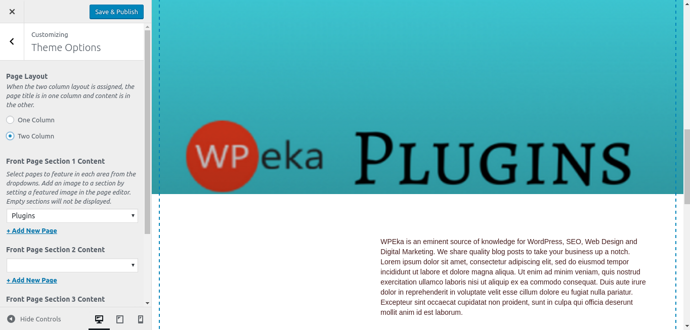 Twenty Seventeen theme | two column layout