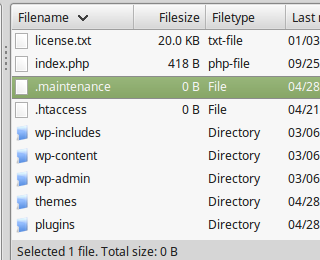 delete .maintenance file