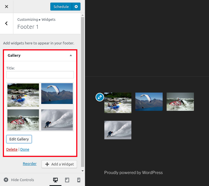 Inclusion of the New Gallery Widget
