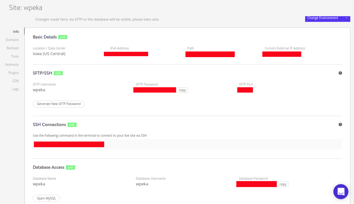 Manage an existing site