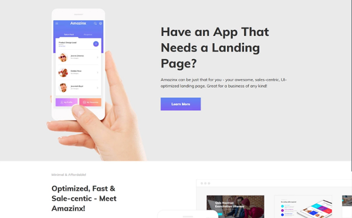 Amazinx - Mobile App Responsive One Page WordPress Theme