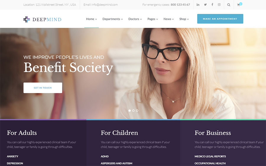 Deep Mind - Psychology Clinic WordPress Theme