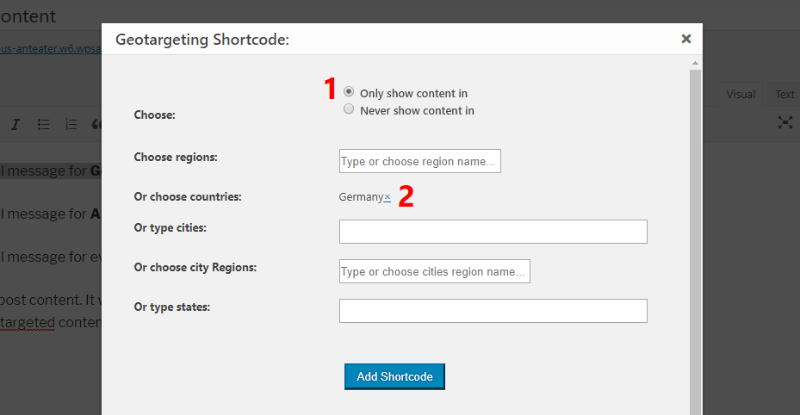 Geotargeting Shortcode
