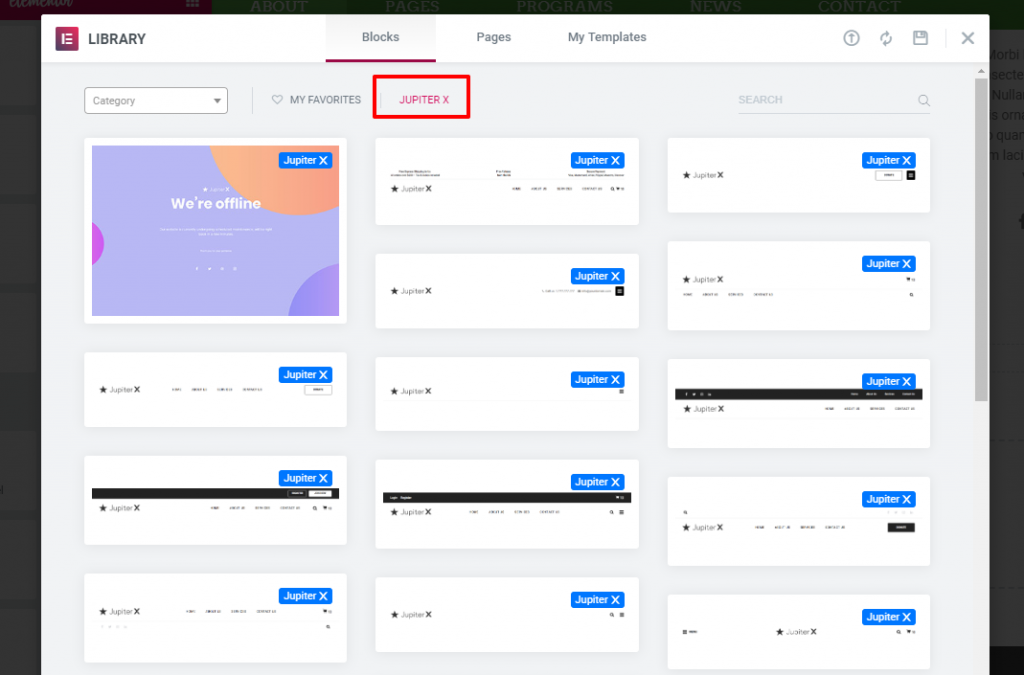 Jupiter X page customization
