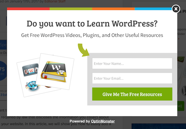 WordPress popups