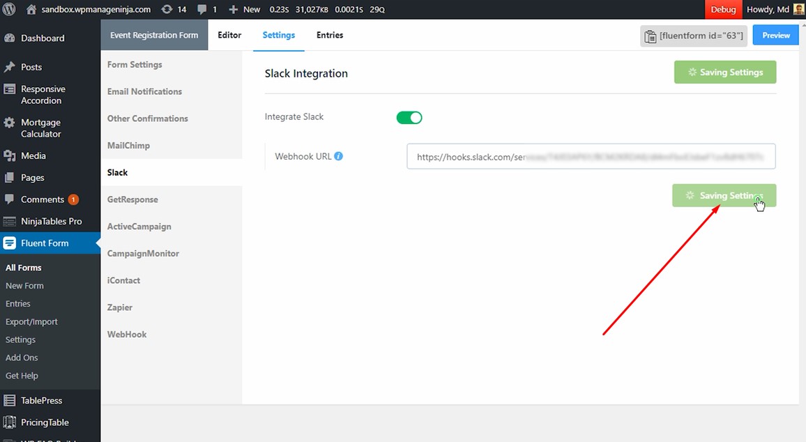 fluent form integration