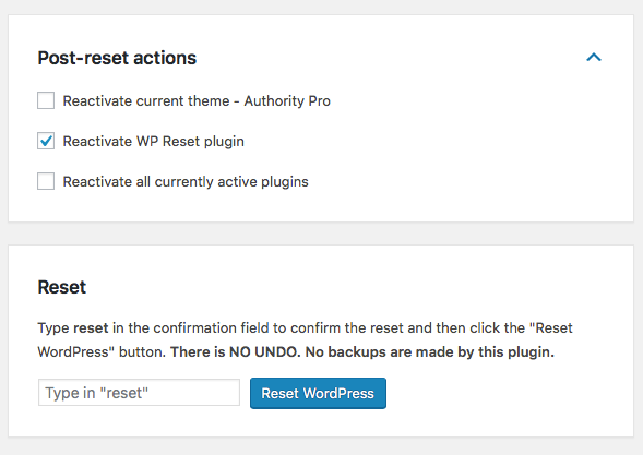 WP Reset