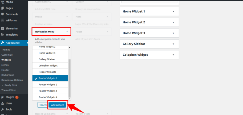 clicking on navigation menu 