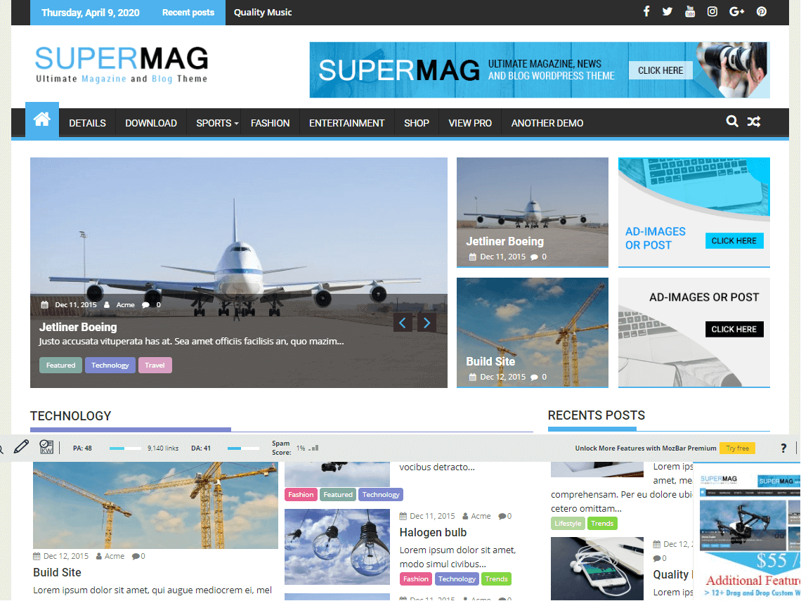 Supermag- Free WordPress theme